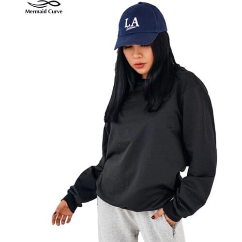 Mermaid curve Perfectly Oversized Crew Sportswear Women Soft Cotton Terry Loose Fit Dance Exercise T-shirt Fitness Yoga shirt