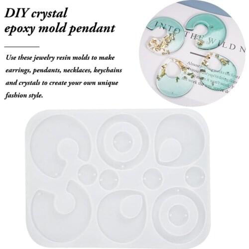 Silicone Earrings Mold Crystal Epoxy Resin Mold Jewelry Pendant Mould Key Chains Mold DIY Resin Crafts Jewelry Making Tool