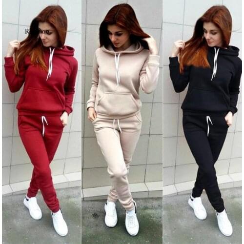 Autumn Winter Women Tracksuit 2 Piece Set Sweatshirt Pants Sport Suits Pullover Hoodie Trousers with Pockets Sportswear 5Xl