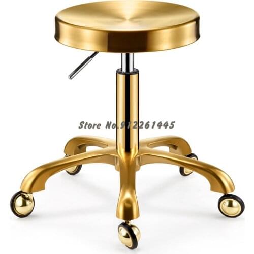 Beauty Stool Hairdresser Work Stool Lift Rotary Barber Shop Hair Cutting Chair Globe Stainless Steel Stool Not Stuck