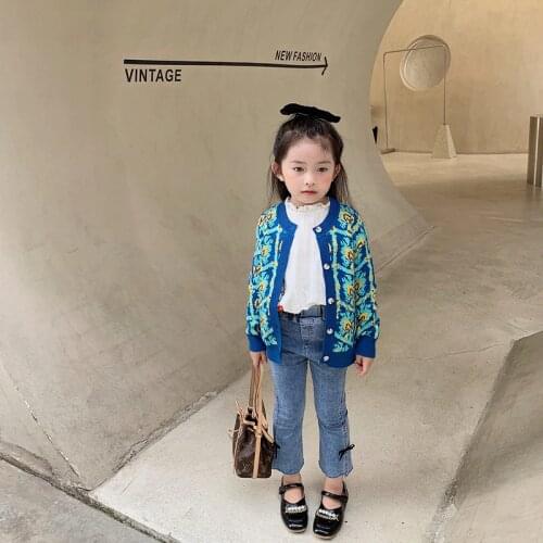 Girls Sweater Kids Babys Coat Outwear 2021 Green Thicken Warm Winter Autumn Knitting Tops Pure Cotton Cardigan Childrens Cloth