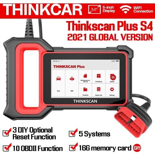 THINKCAR ThinkScan Plus S4 OBD2 Automotive Scanner ABS SRS 5 System Code Reader A/F CVT Oil BMS Reset OBD 2 Car Diagnostic Tools