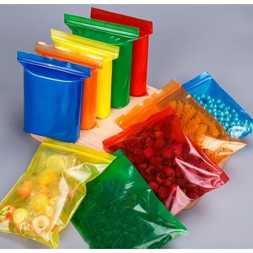 Thick 200pcs Small Size Green Orange Red Yellow Blue PE Ziplock Storage Gift Bag Jewelry Powder Mini Zip Lock Plastic Bag Pouchs