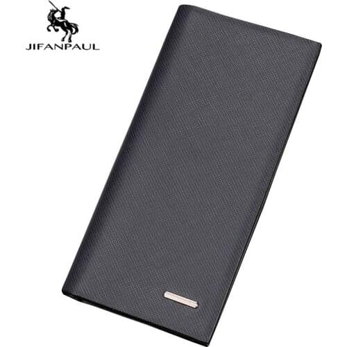 JIFANPAUL Ultra-thin mens Korean version of the long cross pattern personality wallet multi-card large capacity multi-function