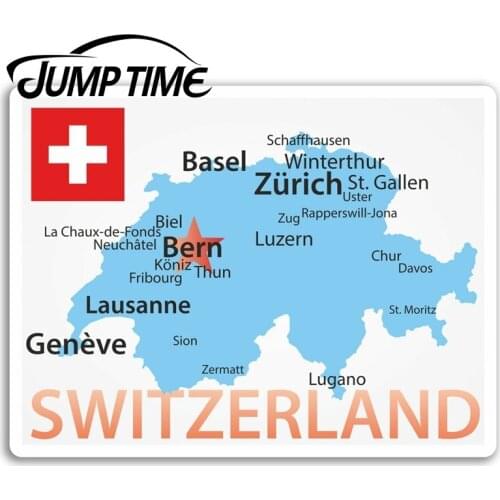 Jump Time for Switzerland Map Vinyl Stickers Travel Sticker Laptop Luggage Truck Window Bumper Decal Waterproof Accessories