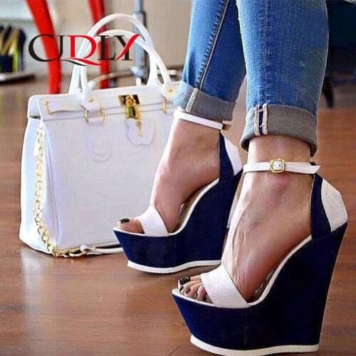 CJDLY Summer Wedge Sandals Women Sandals Platform Women Ankle buckle Solid Summer Shoes Gladiator Sandals Big Size 2020 Fashion