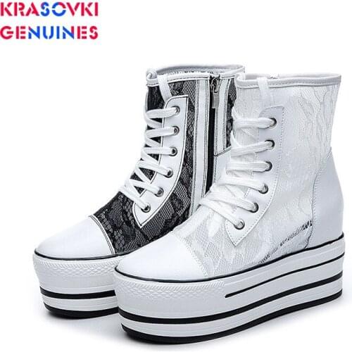 Krasovki Flat Boots Womens Summer Lace Mesh High Top White Shoes 2020 Womens Breathable Fashion Round Toe Mesh Womens Shoes