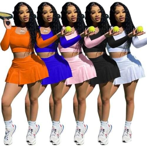 Women Clothing Spring Autumn Two Piece Set Sexy Long Sleeve T-shirt+Skirt Shorts Sets Nightclub Y2K Sports Streetwear Wholesale