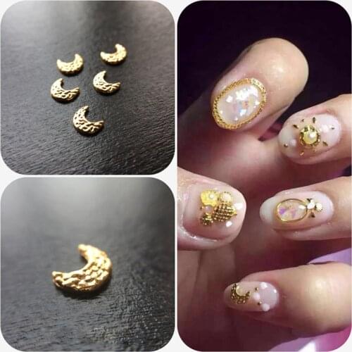 100pcs/lot metal nail art charms moon design nail art decorations