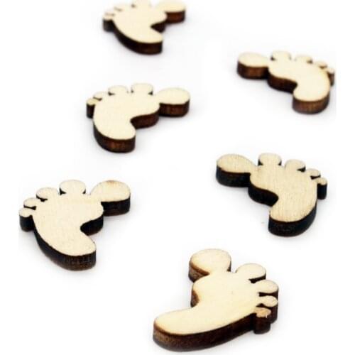 100Pieces/Lot Lovely Wooden Confetti DIY Decoration Mini Heart ,Butterfly, Footprint Wood Craft Wedding Home Party Decor Supplie