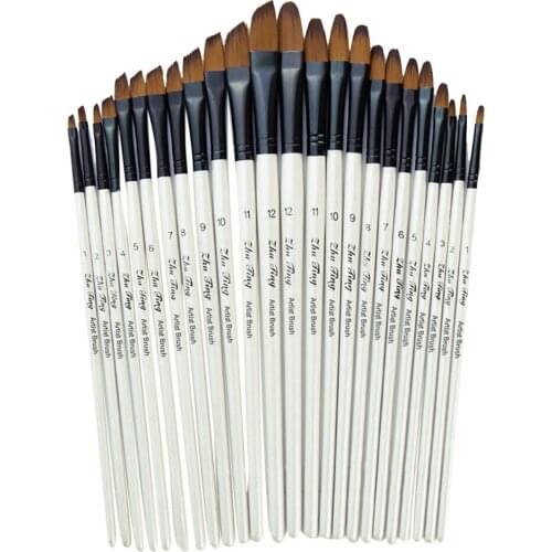 12 pcs/set Nylon Hair Wooden Handle Watercolor Paint Brush Pen Set Learning DIY Oil Acrylic Painting Art Paint Brushes Supplies