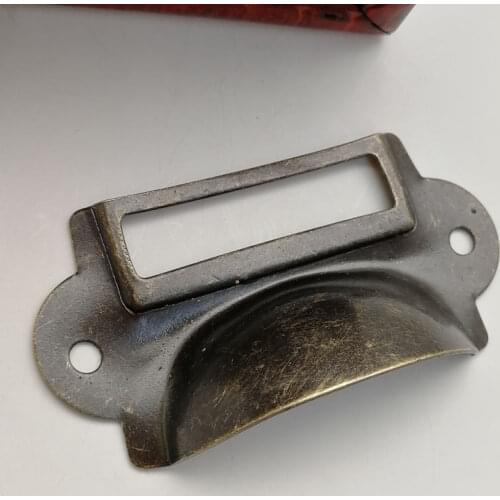 1x Antique Brass Drawer Label Pull Frame Handle File Name Card Holder With Screws For Hardware Tools