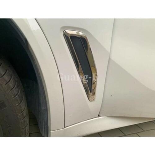 For BMW X5 XDrive G05 2019 2020 Car Cover Detector ABS Chrome Front Side Foliage Leaf Fender Vent Air Outlet Lamp Trim 2pcs