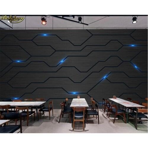 Beibehang 3D Black Metal Circuit Board Industrial Decor Wall Paper Technology Company Decor Mural E-sports Hall Internet Bar KTV