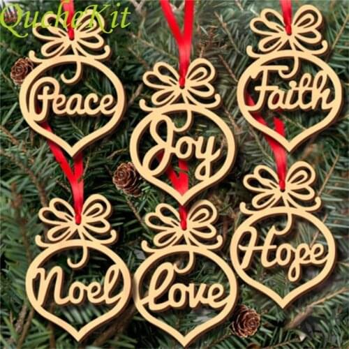 6pcs Merry Christmas Wooden Decoration For Home Wooden Hollow Ornament 2019 Christmas Tree Hanging Pendant Decoration