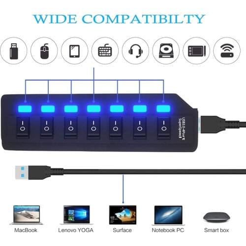 USB Hub Splitter 3 Hab Use Power Adapter 4/7 Port Multiple Expander 5Gbps High Speed Data Power Splitter Adapter For PC