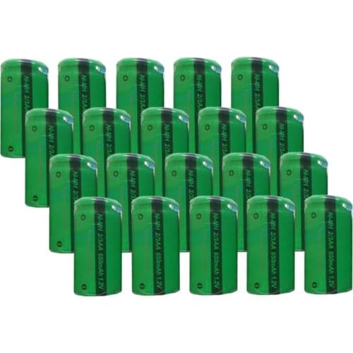 20PCS PKCEL 2/3 aa 650MAH battery 1.2V nimh rechargeable batteries flat top, non PCM, in industrial pvc