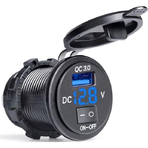 Quick Charge QC3.0 Dual USB Car Charger Cigarette Lighter Socket Splitter Power Adapter Digital Display Voltmeter Socket