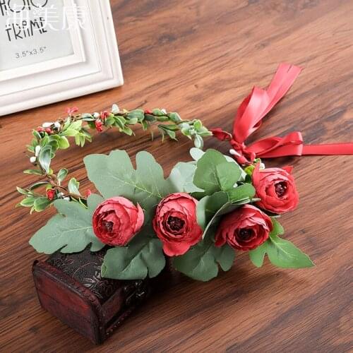 Haimeikang Bridesmaid Hair Flower Headbands Wedding Hair Accessories Bridal Flower Crown Headpieces Bridal Flower Girls Garland