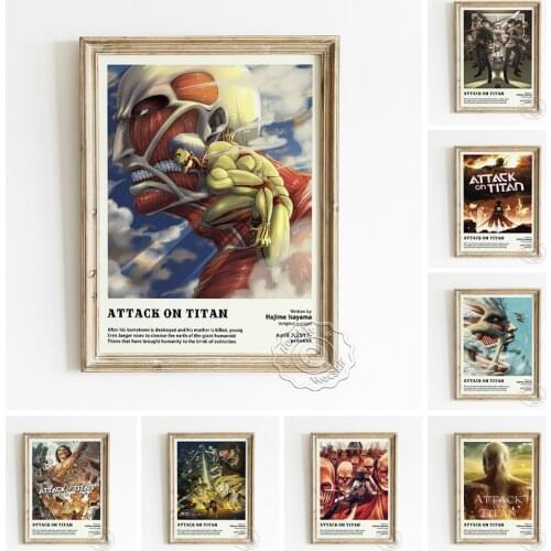 Dark Fantasy Animation Attack On Titan Poster, Fight Scenes Art Prints Home Decor, Eren Yeager Portrait Fans Collection Gift