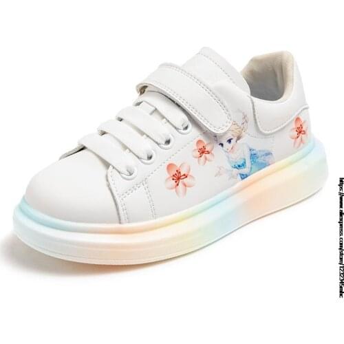 Disney Kid Shoes For Girls Sport Sneakers Children Ann Elsa Frozen Princess Trainer Cartoon ins Tenis Enfant Lleather Sneaker