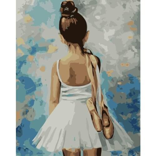 DIY 40X50 Oil Painting By Numbers Little girl dancing paint by numbers On Canvas Home Decor Digital Painting chrismas