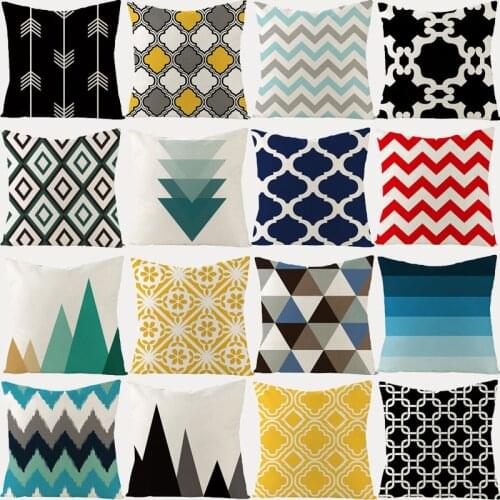 Geometric Pillowcase Cotton Linen Striped Decorative Sofa Cushions Throw Pillows Yellow Black Cushion Cover Nordic Pillow Covers