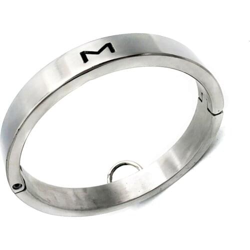 Exquisite Stainless Steel M Hollow Necklet Collar Neck Ring Restraint Locking Pins Adult Bdsm Sex Games Toy For Male Female 531