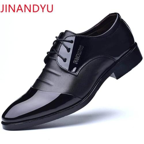 Plus Size Dress Leather Shoes Men Classic Patent Leather Business Shoes for Men Formal Wedding Party Shoes Man Oxford Vintage