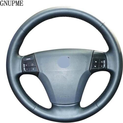 IY Hand-stitched Black Leather Car Steering Wheel Cover for VOLVO S40 2004-2012