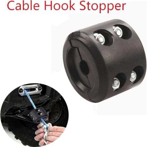 Black Universal Rubber Winch Cable Hook Stopper Line Saver for Cable Hook Stopper for Jeep KFI ATV UTV ATV-SCHS