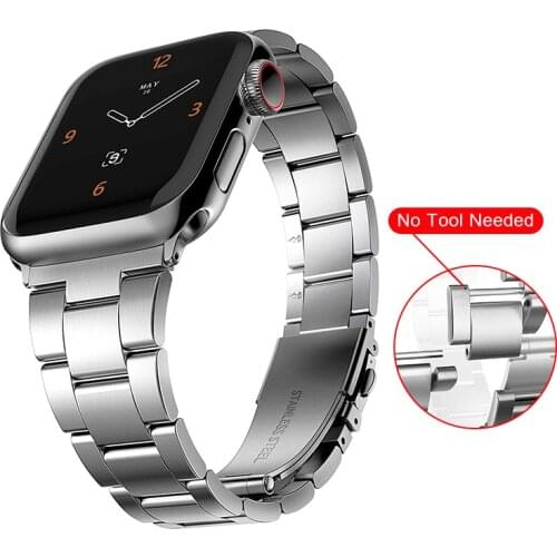 Metal Bracelet for Apple Watch 6 SE 5 4 Band 44mm 40mm No Tool Needed Slim Wrist Strap for iwatch 42mm 38mm Series 3 2 Watchband
