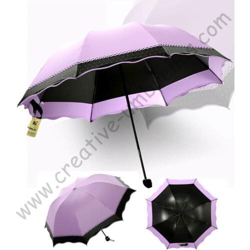 8pcs/lot colour option super light folding mini umbrella 5 times black coating Anti-UV two layers violet lace parasol