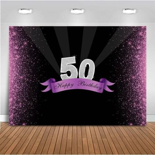 Mocsicka 50th birthday backdrop for photography bokeh glitter photo background 50th theme party decoration backdrops printed 426