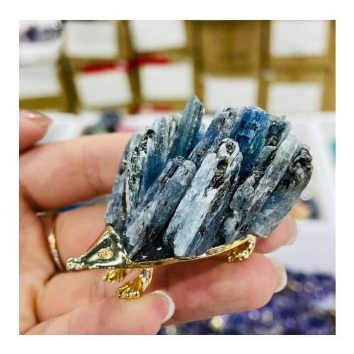 Natural Kyanite Hand-Made Cute Hedgehog Clusters Quartz Stone For Gifts