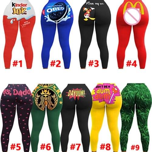 New Fashion Womens Printed Multicolor Trousers Tight-Fitting Hip-Lifting Casual Sports Women Trousers