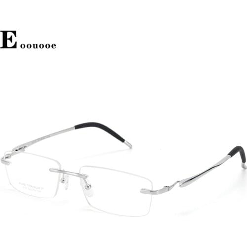 Pure Titanium Glasses Frame For Men Rimless Glasses Prescriptio Oculos Eyewear Gafas monturas de lentes hombre