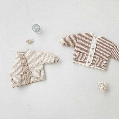 Autumn Baby Boys Coats Girls Jackets Pocket Children Tops Retro Double Layer Little Kids Jacket Toddler Clothes Outwear 0-3Y