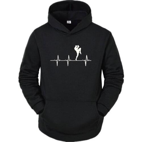 Autumn Long Sleeve O-Neck Funny Hoodie New Arrival Streetwear Men Brand Clothing Muay Thai Heartbeat Printing Hoody Top