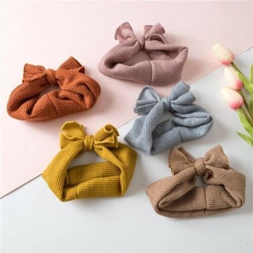 Girls Baby Bunny Turban Knot Bow Hair Bands Head Wrap Sweet Solid Rabbit Headband Accessories Headwear