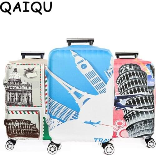 QIAQU New Fashion House Building Pattern Luggage Protective Cover For 18 to 32 inch Trolley suitcase Elastic Travel Accessories