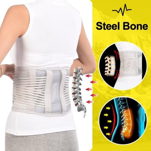 Adjustable Double Elastic Band Bone Waist Back Posture Corrector Lumbar Herniated Disc Sciatica Support Brace Injury Muscle Belt