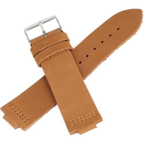 23MM Width Retro Brown Genuine Leather Band Strap for Wood Wrist Watches 12MM Connection Lug Watchbands Accessories Replacement