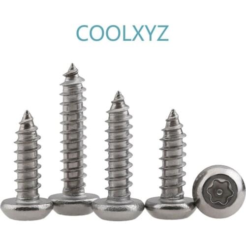 Stainless Steel Six-lobe Round Head Self Tapping Screws PA M2.9M3.5 Plum Pan Head with Pillar Core Anti-theft Screw 10Pcs