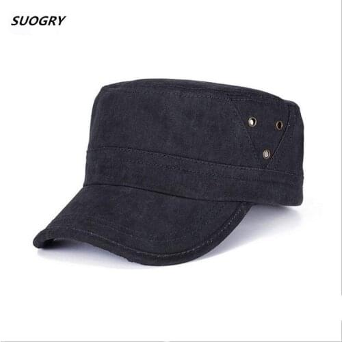SUOGRY Fashion Adult Gorra High quality Washed Cotton Adjustable Solid Color Military Hat Unisex German Army Caps