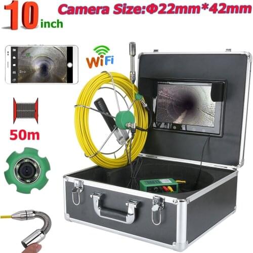 MOUNTAINONE 10inch WiFi Wireless 22mm Industrial Pipe Sewer Inspection Video Camera System IP68 1000 TVL Camera with 8pcs LED