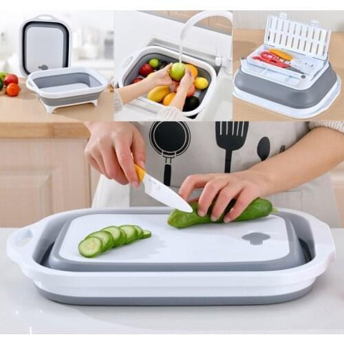 Foldable Multi-Function Chopping /Cutting Board Collapsible Colander Vegetable Fruit Washing Basket Bowl Kitchen Organizer Tool