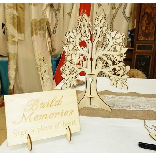 Wedding Guest Book Alternative Wooden Wish Tree With Engraved Name Wooden Heart Sign Pendant Ornaments Wedding Decorations