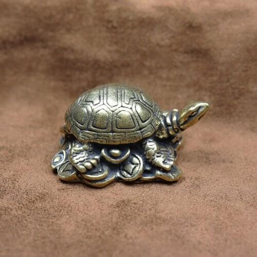 Heavy Brass Coins Turtle Small Home Decor Ornaments Solid Copper Antique Animal Miniatures Figurines Crafts Office Desktop Decor