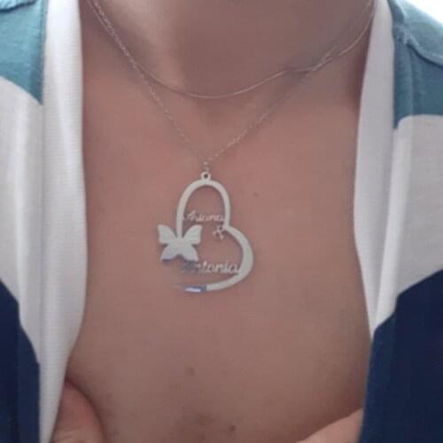 Fashion Custom Name Gothic Butterfly Necklace Gold Color Stainless Steel With For Women Choker Heart Necklace Gift Drop Shipping